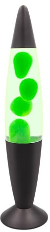 Global Gizmos 48819 Black and Green Lava Lamp/Black Base Colour/Retro Nostalgia/Relaxing Mood Light / 16 Inch Height
