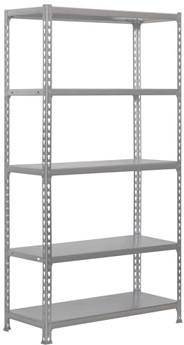 SimonRack Förvaringshylla 5 Hyllplan, 2000x1000x400 mm – Garagehylla i Grå, 180 kg Belastning per Hyllplan - Simoclick