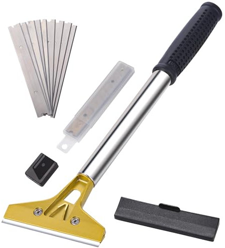 Zawaer Industry Rasquetas con mango de goma y cuchillas de 20 x 100 mm, rasqueta vitrocerámica para la limpieza de vidrios, azulejos y eliminación de etiquetas y adhesivos