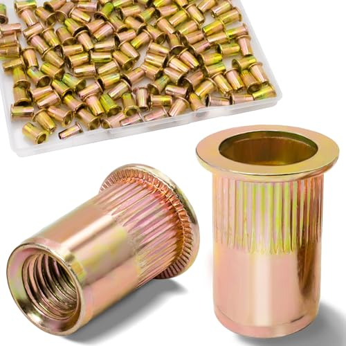 Vifmy 1/4-20 Rivet Nut,115Pcs Zinc Plated Threaded Inserts Rivnuts