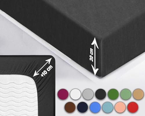 Sesto Senso Spannbettlaken 160x200cm Graphit für Topper Jersey Baumwolle