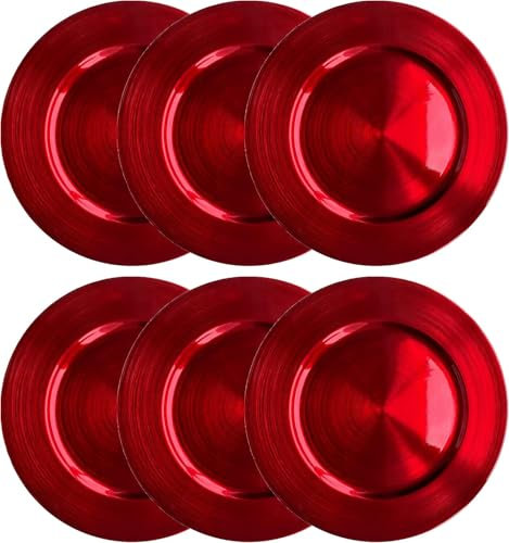 Tamu Tamu - Assiette de présentation - Finition métallique - 33 cm - Rouge