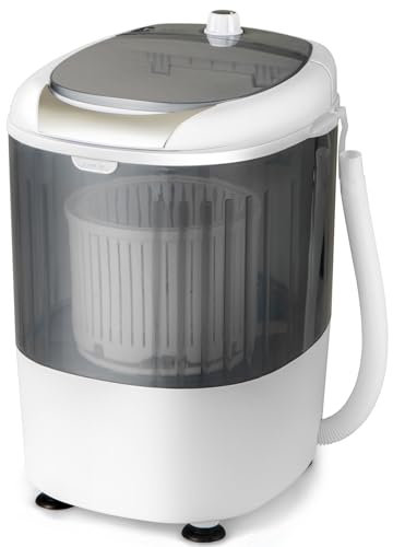 COSTWAY Portable Washing Machine, 2 in 1 Mini Single Tub Washer Spin Dryer with Timing Function, Compact Wash Machines for Flats, Dorm, RV, Camping (Grey)