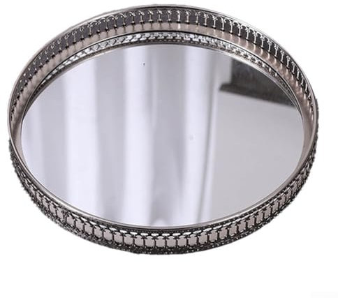 Elegantes Spiegeltablett zur Organisation von Schmuck und Accessoires im Wohnzimmer oder Schlafzimmer (C)