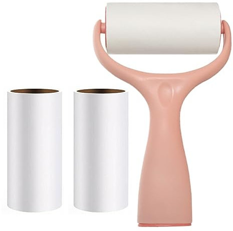 POPETPOP Papel Adhesivo para Quitar el Polvo Rodillo Quitapelusas Portátil Limpiador de Cabello con Papel Engomado Reemplazable para Ropa y Mascotas