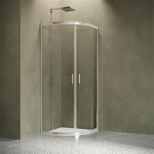 Siro - Round Shower Enclosure 90 x 90 cm with 2 Sliding Doors Chrome/Transparent