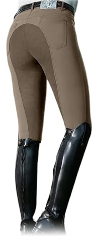 GIYXHU Ridbyxor Ridbyxor dam vardaglig stretch cykling leggings ryttare hästsport smala byxor, Khaki, L