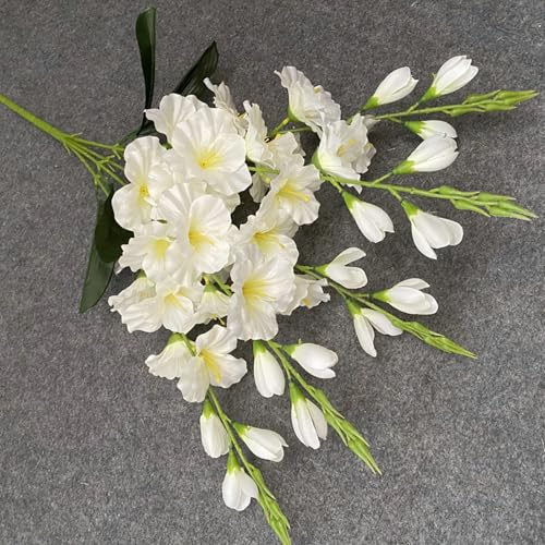 2 Bundles Gladiolus Artificial Flowers Silk Flowers with Stems Faux Flowers for Wedding Home Party Floral Arrangement Centerpiece Table Decoration 24.5 (White)