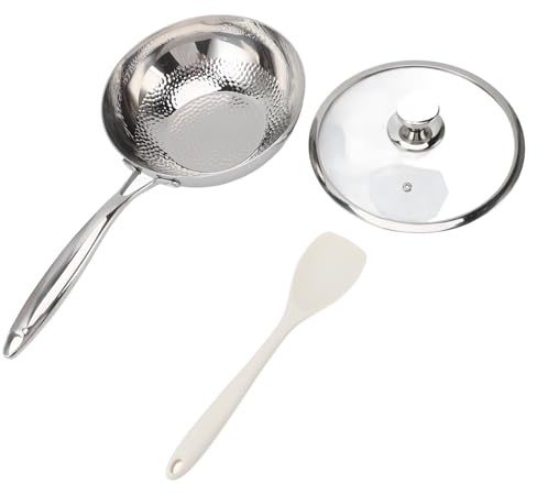 TOPINCN 316 Stekpanna i Rostfritt Stål med Tre Lager Hamrad Design Förhindrar Rök med Låg Olja, med Kosttillskottsgryta för Wokning Fritering Kokande Familjekök