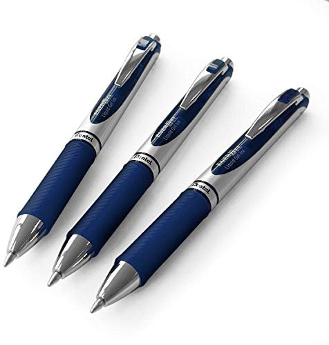 Pentel EnerGel XM BL77 Druck-Gelschreiber, 0,7 mm, 54 % recyceltes Material, Marineblau, 3 Stück