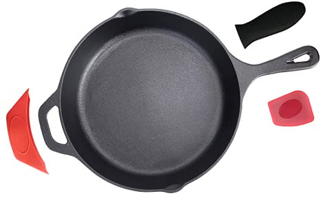 Pinnacle Cookware - Padella Rotonda Grande in Ghisa Pre-Stagionata | 12 pollici/30 cm | Sicuro in Forno | Cucina da Esterno | Bistecchiera in Ghisa