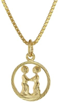 trendor Sternzeichen Zwilling 333 Gold + goldplattierte Kinder-Kette Tierkreiszeichen, liebevoller Halsschmuck für Mädchen und Jungen, Geschenkidee, 75990-06