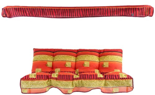 PATIO Hollywoodschaukel Auflage 2 Sitzer Tora Bankauflage 135x50 cm mit Sonnendach Befestigungsschnüren gesteppt mit Volant