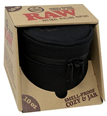 RAW Smell-Proof Jar & Cozy w/Lock (10oz), Black, 10 Ounce