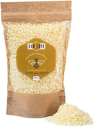100% Reine Bienenwachs Pastillen 200g – Lebensmittelechtes Kerzenwachs – Geeignet für Kosmetik – Ohne Zusatzstoffe – von Danilovo [Weiß]