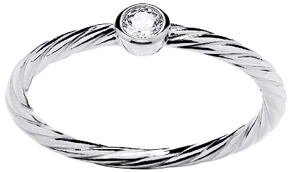925 Sterling Silver Sparkling CZ Solitaire Ring size J K L M N O P Q R S T U (N)