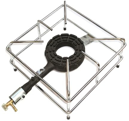 FORNELLONE CROMATO 30x30 FORNELLO A GAS GPL 4PIEDI BRUCIATORE GHISA C/RUBINETTO