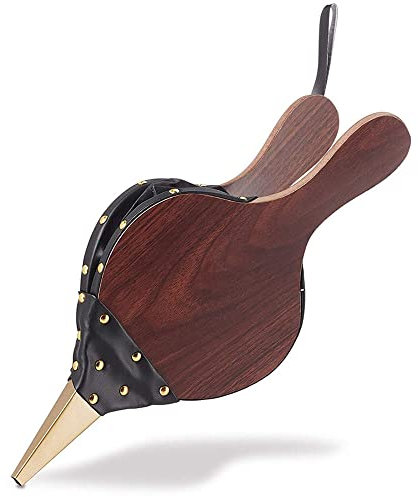 Soplador de Chimenea Manual, Soplador de Chimenea, Soplador de Aire de Madera, Boquilla Fundida de Fuelle de Madera para Chimenea con Cordón, para Chimenea, Parrilla Barbacoa, Estufa Leña, Marrón