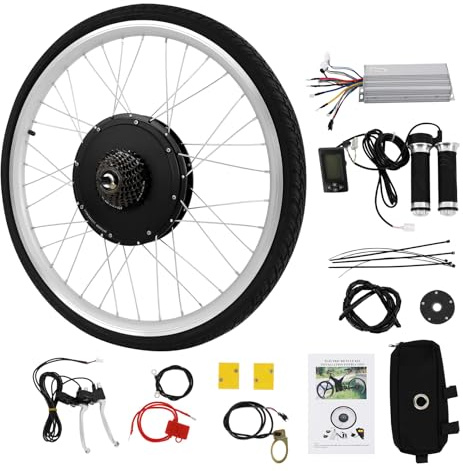 Qranseuyxy 26 tums cykelkonverteringssats, 48 V, 1 000 W, e-cykel, konverteringssats, bakhjul, elcykel, motor, konverteringssats med LCD-display, PAS gasreglage