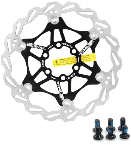 Yongness Disco de freno flotante para bicicleta Rotor de freno de disco 160 mm, 180 mm, 203 mm con 6 tornillos adecuado para bicicletas de carretera, MTB, BMX, piezas de bicicleta (Negro, 160mm)