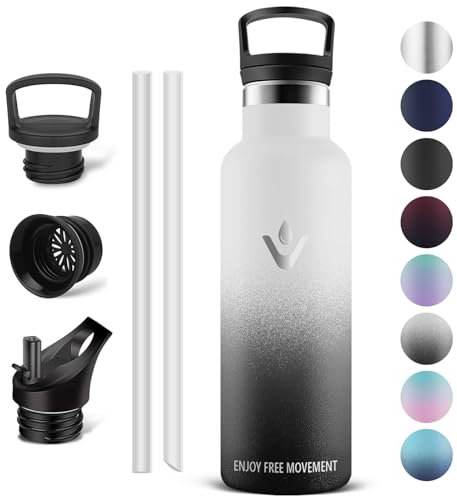 Vikaster Borraccia Termica 0.5l in Acciaio Inox - Con Cannuccia, Senza Perdite, Sportiva per Adulti, Scuola, Outdoor