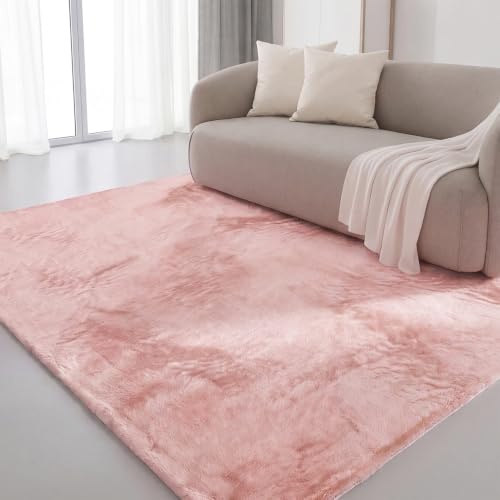 Interiyou matta lång lugg Fargo - 60x120 cm Rosa - Pälsmatta av konstpäls, mjuk, tvättbar, halksäker, fluffig