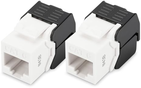DIGITUS DN-93603 - Cat 6 Keystone Module - 2 Pack - RJ45 Network Socket Cat6 Unshielded - 250MHz - 1GBase-T - 1Gbps - AWG 26 to AWG 22 - Tool Free Assembly