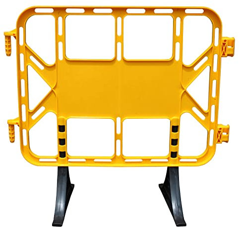 PAL | Valla de plástico obra peatonal en color amarillo de 1 metro con patas extraíbles (1- Valla)