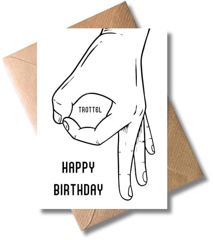 WBdesignz Humorvolle Geburtstagskarte mit Umschlag- Trottel Happy Birthday Lässiger Geburtstagsgruß Witzige Karte für Freunde und Kollegen (DIN A6)