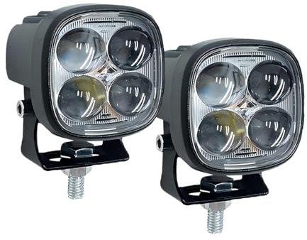 WELLIT Faro da lavoro a LED per moto, 2 x 2 pollici, 40 W, 12 V, 24 V, colore bianco/giallo, per trattore, auto, SUV