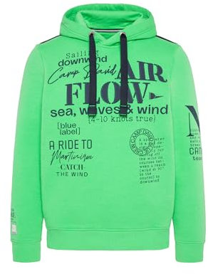 Camp David Herren Hoodie mit plakativen Logo Prints Electric Green XL