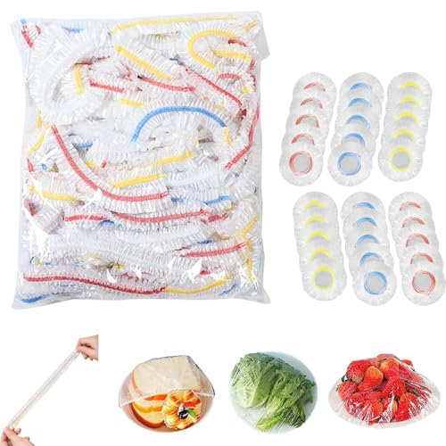 WLHFDC 500 Pièces Film Alimentaire Reutilisable,Couvercles Alimentaires Élastiques,Charlotte Alimentaire,Couvre Plat Elastique,Élastiques Sacs de Conservation Frais,Pour Conservation Fruits Et Légumes