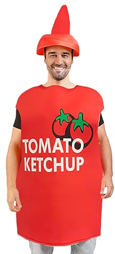 Costume de ketchup – Costume de nourriture fantaisie, cosplay créatif, léger, en forme de bouteille de sauce ketchup, vêtements pour festival, souvenirs de groupe, spectacles sur scène
