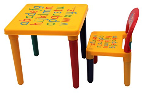HH Home Hut Kids Table and Chair Set ABC Toddler Play Yellow