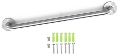 Intirilife portasciugamani in acciaio inox spazzolato - lunghezza 30 cm e diametro asta 19 mm per foratura - portasciugamani porta asciugamani bagno sauna cucina, montaggio a parete