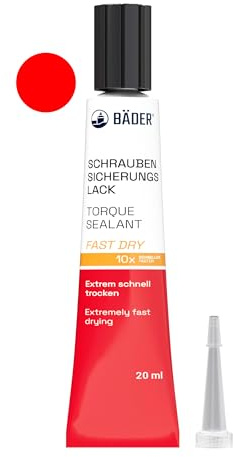 Lackfabrik Bäder Schraubensicherungslack FAST DRY Rot 20ml - Schraubensiegel, Markierungslack, Sicherungslack, Plombierlack, Schraubenkennzeichnung, Manipulationsnachweis