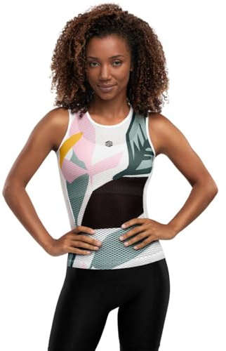 SIROKO - Canotta Intima Tecnica da Ciclismo da Donna Amazonas - S-M - Bianco/Verde Cenere