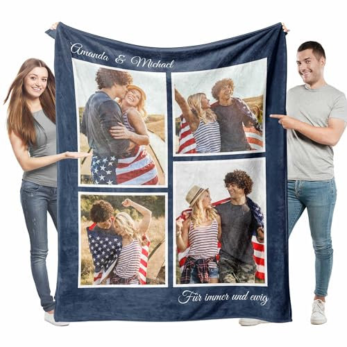 Easycosy personalisierte Decken für Paare Geschenke Benutzerdefinierte Bild, Foto Decke für Freundin Frauen Männer zum Geburtstag Anniversay Muttertagsgeschenk für Mama 150×200cm