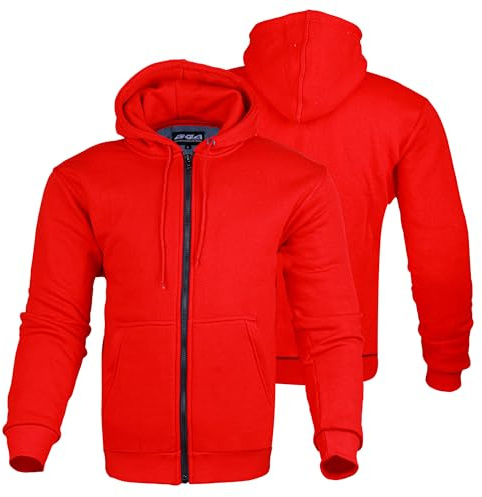 Bikers Gear Australia - Chaqueta para motociclistas – Sudadera con capucha protectora negra, roja y gris, forrada con Kevlar y con caparazón blando extraíble para hombres, rosso, 58