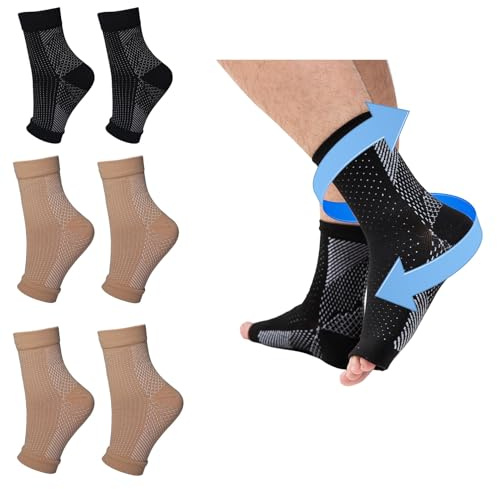 4 pares de calcetines para fascitis plantar con manguito de compresión para el pie, neuropatía, alivio de espolón calcáneo, calcetín nocturno para dolores, tobillos torcidos, tendinitis aquílea 2XL