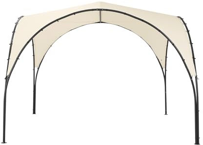 SoBuy Tonnelle de Jardin Anti UV30, Pavillon de Jardin Pliable pour Camping, Barnum Pliant, Tente de Fête, Tente de Réception, Ombre Tente, Tonnelle Camping, Beige, L334xP334xH256 cm, KLS16-MI