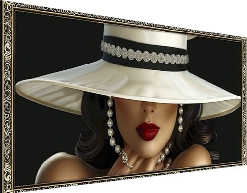 Diamond Painting Woman Diamond Art Kits Adults, 5D Diamond Art Red Lips Large Diamond Painting Kits for Adults, DIY Diamond Art Square Drill Crystal Embroidery Crafts, Home Wall Decor 100x200cm 7-G