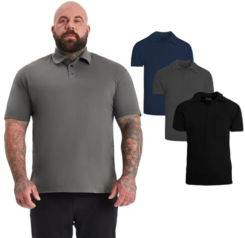 BUILT DIFFERENT Polo 3-Pack Black Navy Carbon – Big & Tall | Size 4XL