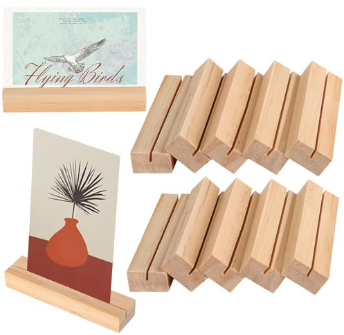 10 Portacarte in Legno - Porta Menu da Tavolo, in Faggio, 105×25×15 mm, come Portacarte, Portamenu, Portacartoline, per Matrimoni, Feste, Ristoranti ecc