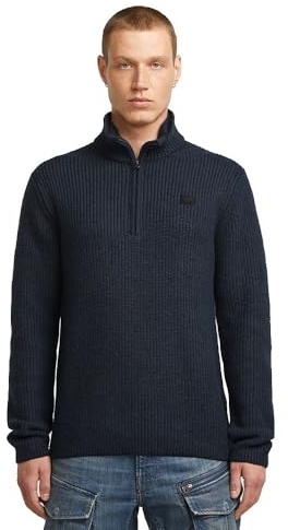 G-STAR Suéter de punto Double Collar Half Zip para Hombre, Azul (dk patriot blue D27961-D754-7160), XL