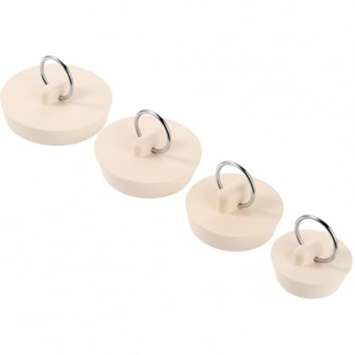 4Pcs Universal Sink Plug Replacement - Rubber Bath Plug - Bath Plug Replacement - with Hanging Ring - for Kitchen Sink, Bathtub, Bathroom (Fits 1-1/8 to 2 inches, 4 Sizes)