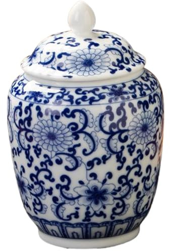 Blå och vit vas, ingefärsburk vas, porslin chinoiserie kinesisk stil traditionella porslinsburkar blå och vita för heminredning bordsdekoration bröllop hem, dekorativa burkar