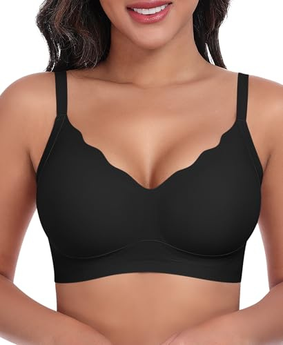 Ganado Wireless Jelly Bras for Women Seamless Bra | Non Wired, Padded, Gel, Full Coverage, Support for Sagging Breasts, Push Up, Scalloped, Tshirt Bra, Comfort Everyday Bras