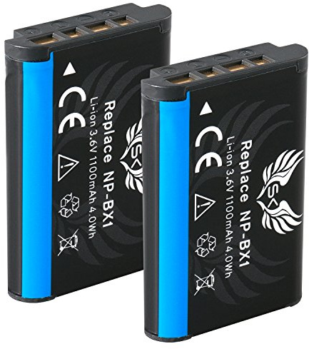 2X SK Akku Ersatz für Sony NP-BX1 |- 1100mAh -| Sony ZV-1 II ZV-1 / Cyber-Shot DSC RX100 I II III IV V VI VII - CX647 H400 HX50 HX80 HX400V - WX500