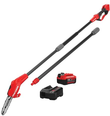 CRAFTSMAN V20 Cordless Pole Saw, 14-Foot, Battery and Charger Included, Pole Saws for Tree Trimming, Up to 325 Cuts per Charge, 4.0Ah, Electric Tree Trimmer (CMCCSP20M1)